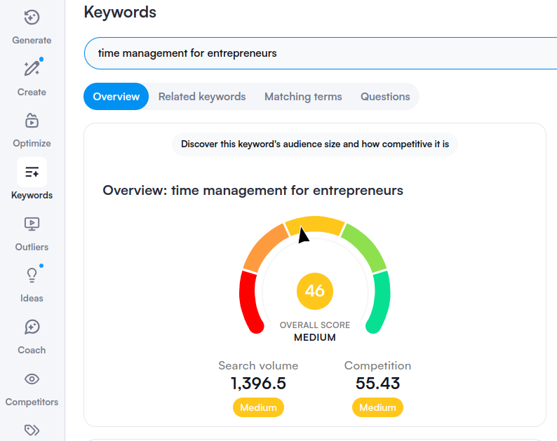 VidIQ keyword reseach