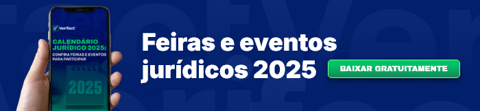 Um banner nas cores azul e verde com o texto: "Feiras e eventos jurídicas 2025; Baixar Gratuitamente"