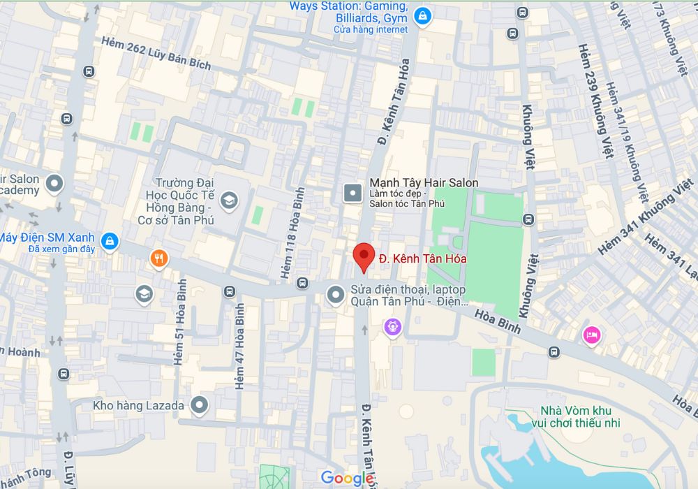 Vị trí của khu vui chơi Chú Voi Con trên bản đồ (Ảnh: Google Maps)