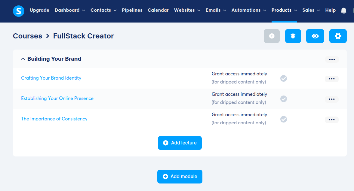 drag and drop Systeme course builder