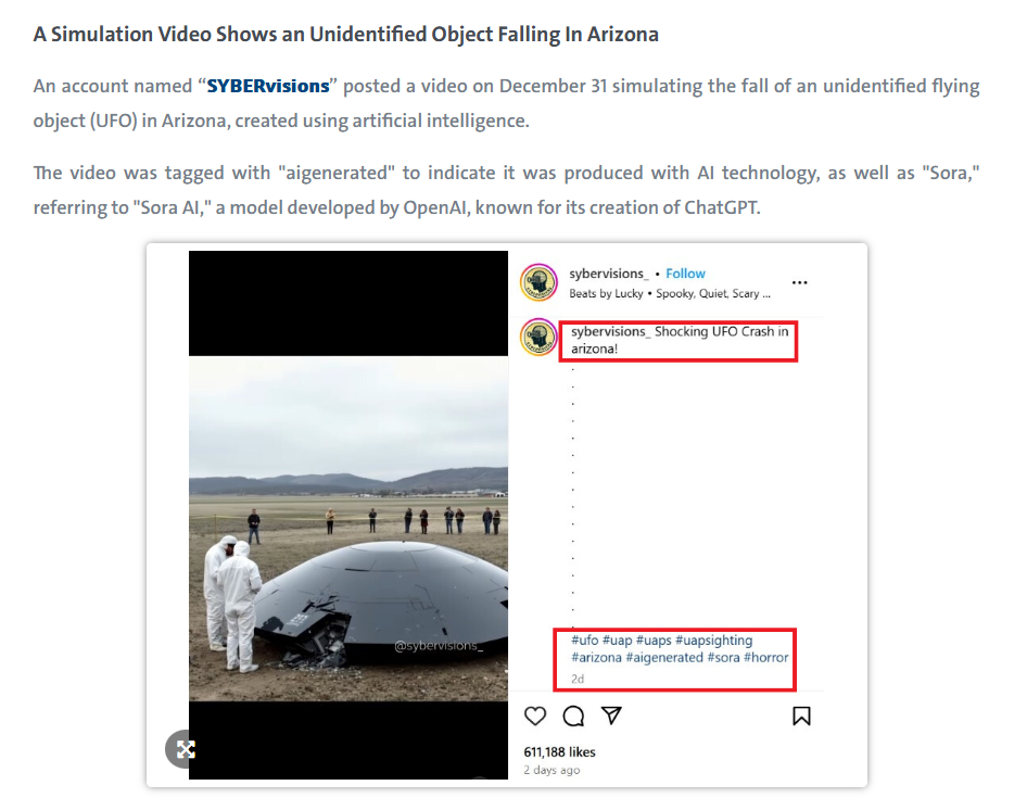 A Simulation Video Shows an Unidentified Object Falling In Arizona