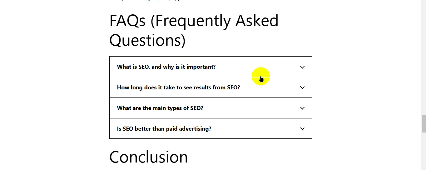 FAQ Example Using Accordion Block