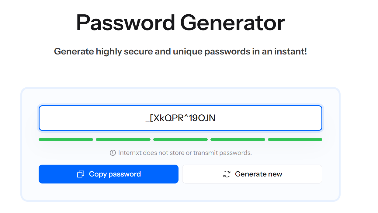 Internxt Password Generator