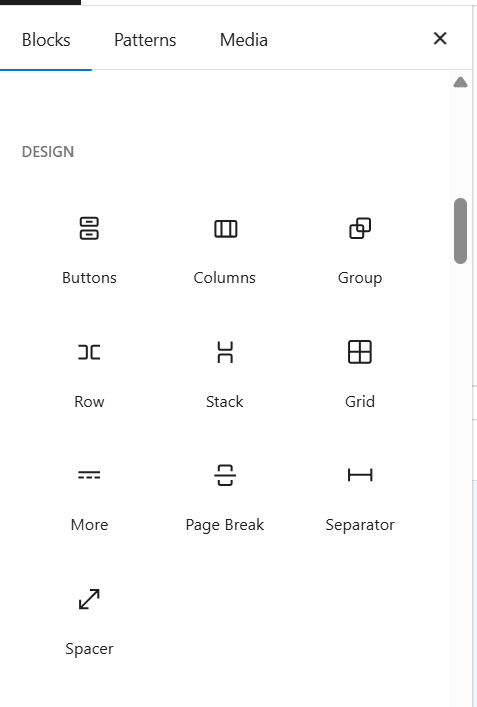 a screenshot of design blocks