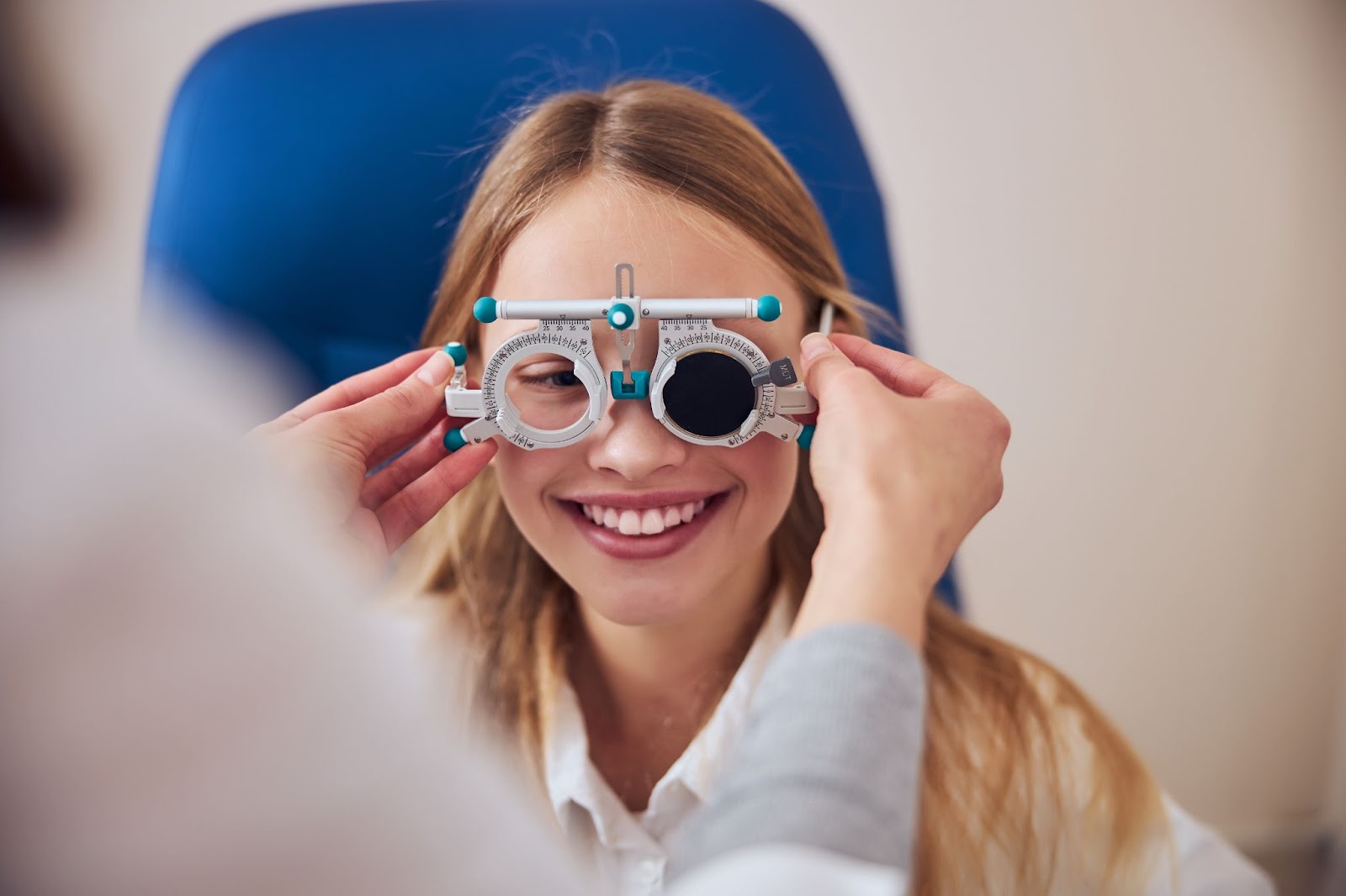 a person undergoing vision therapy to treat lazy eye.