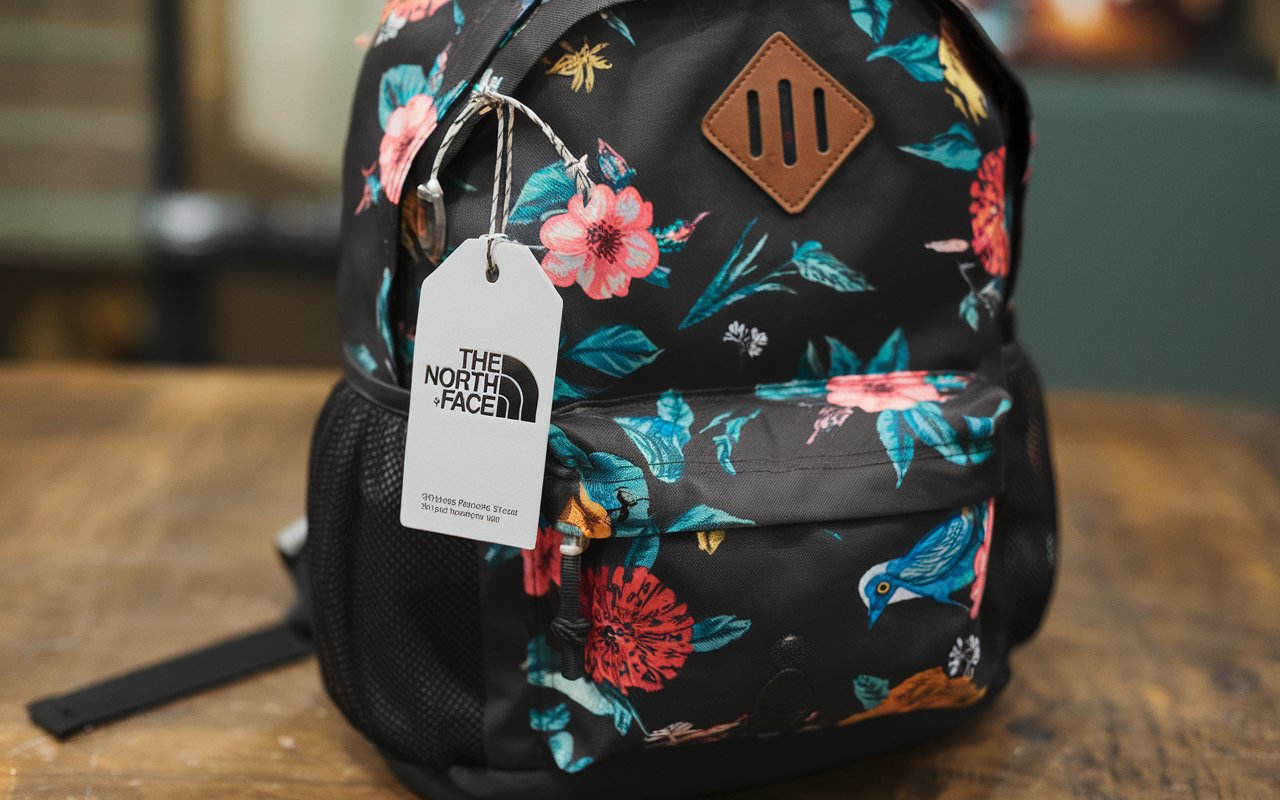 North Face Jester Backpack Black Floral/Birds