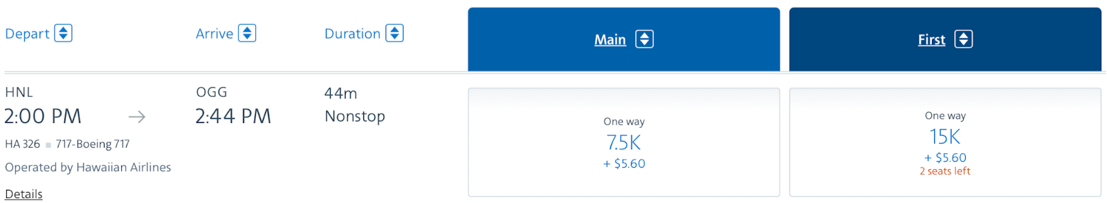 booking a Hawaiian flight on United