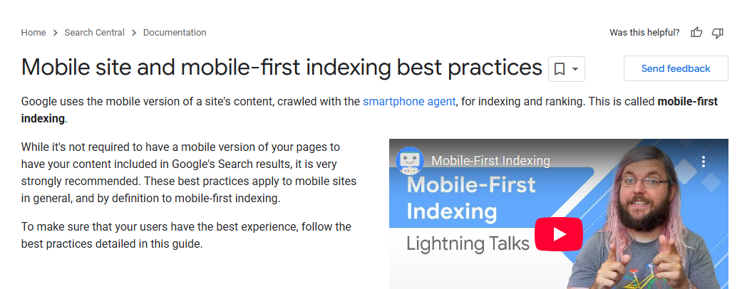 Google's mobile-first indexing.