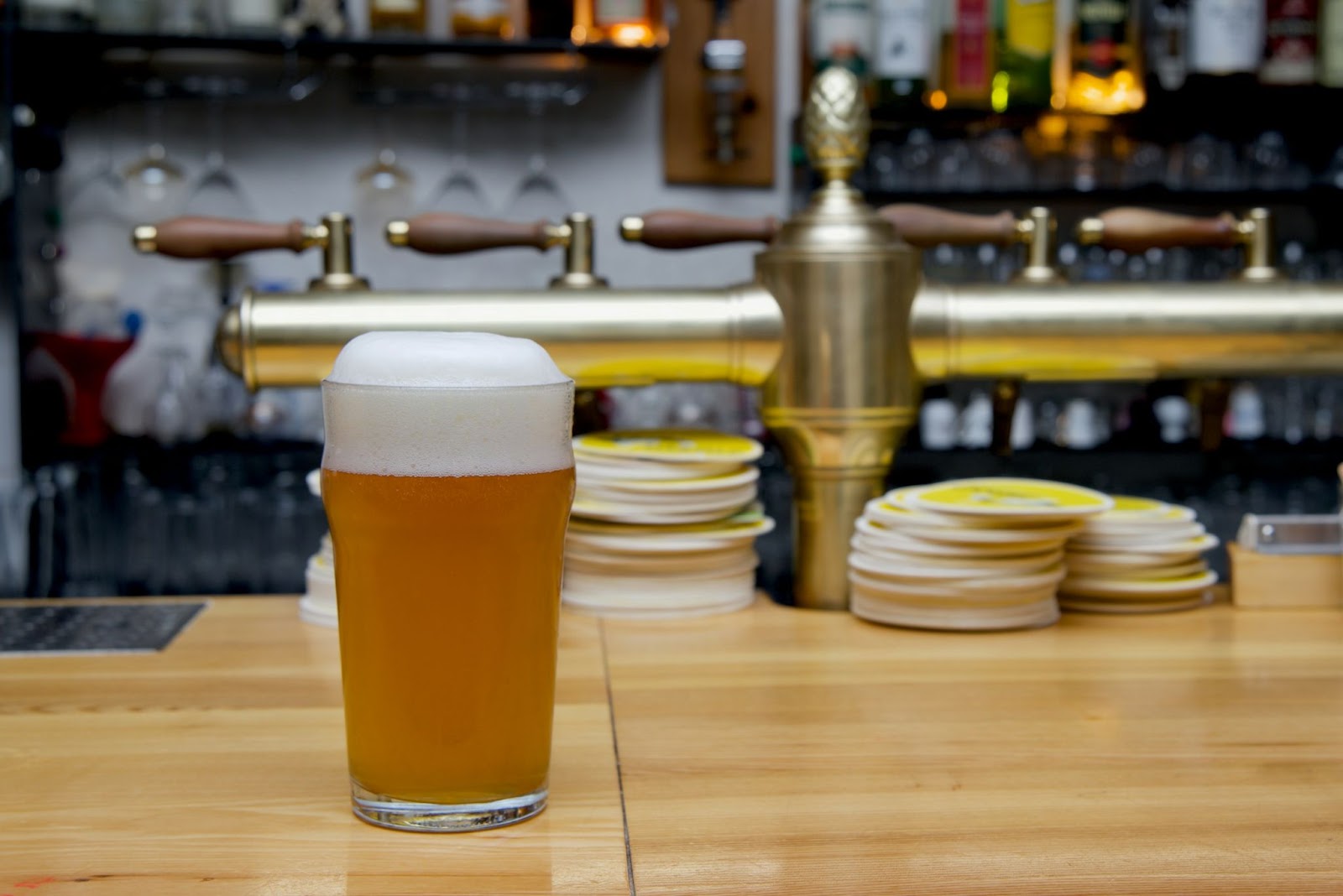 beer kept on a table