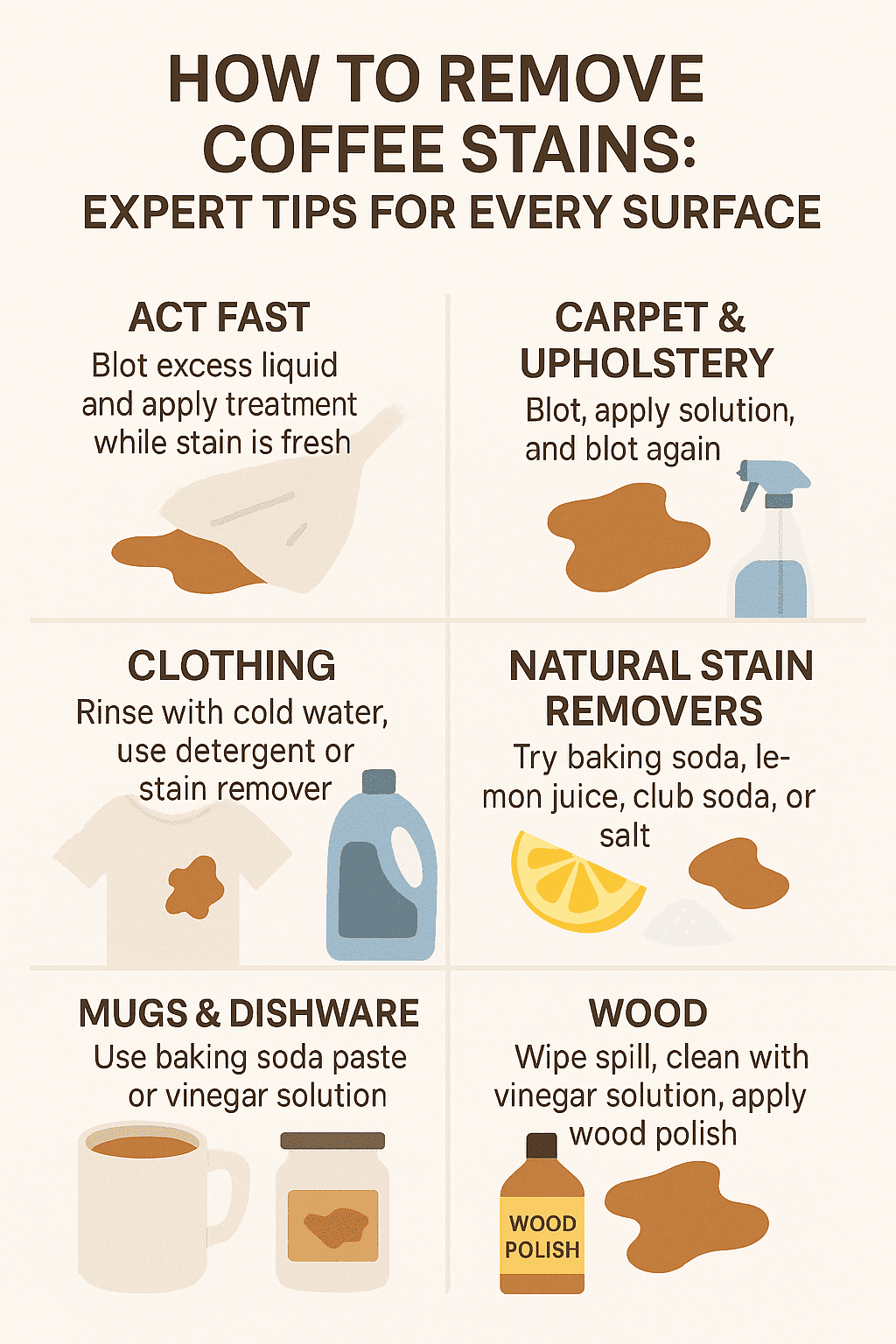How to Remove Coffee Stains: Expert Tips for Every Surface (Infographics)