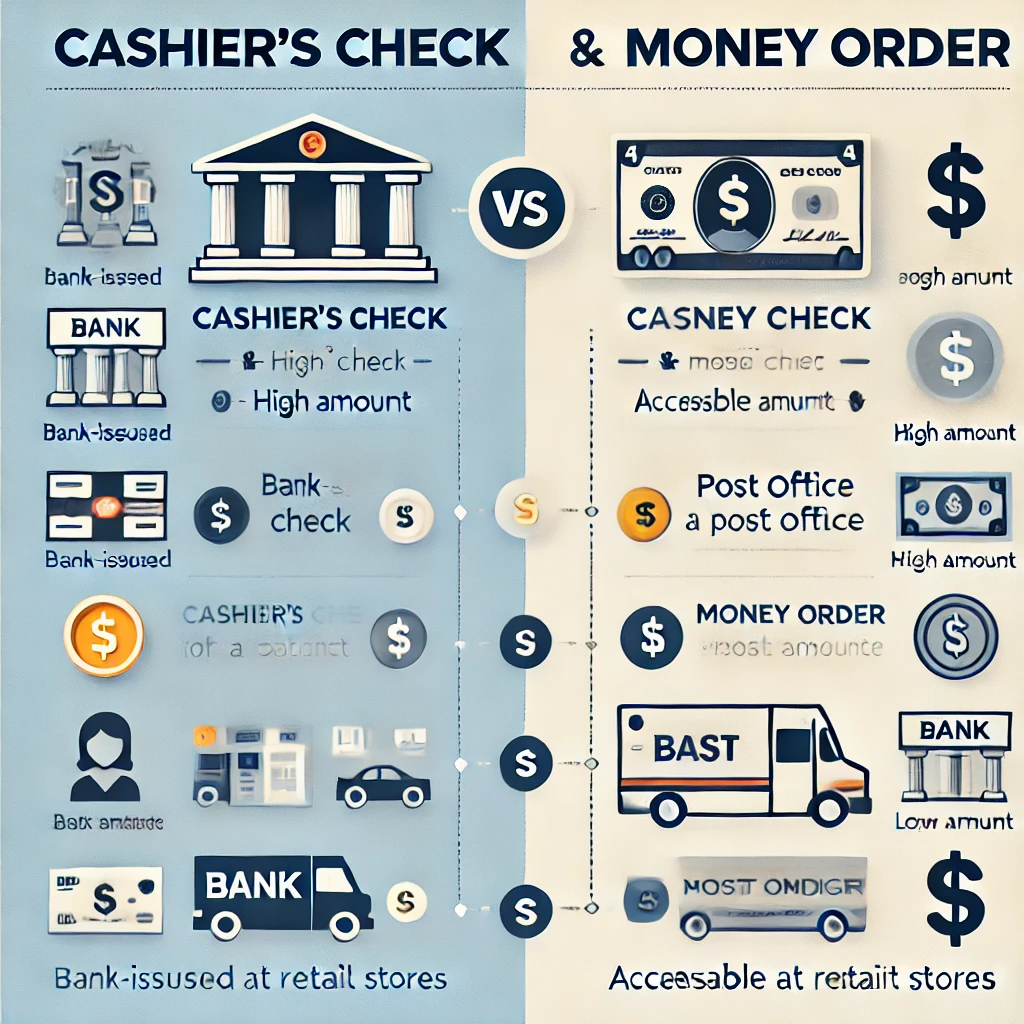 difference between cashiers check and money order