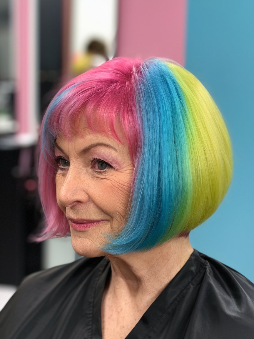 35. Bold Bob with Funky Colors