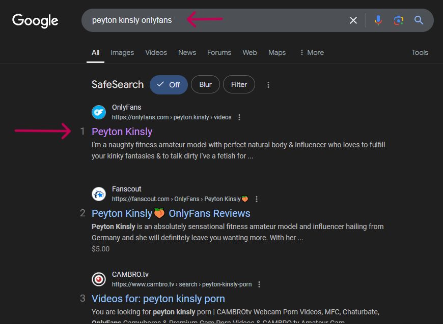 OnlyFans search with google