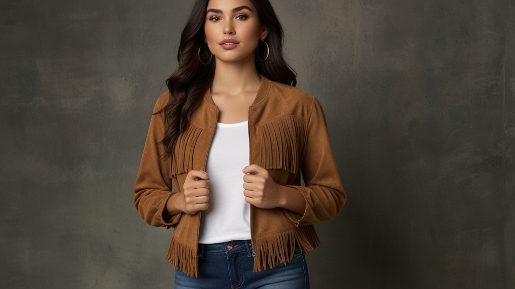 altard state cropped faux suede fringed jacket