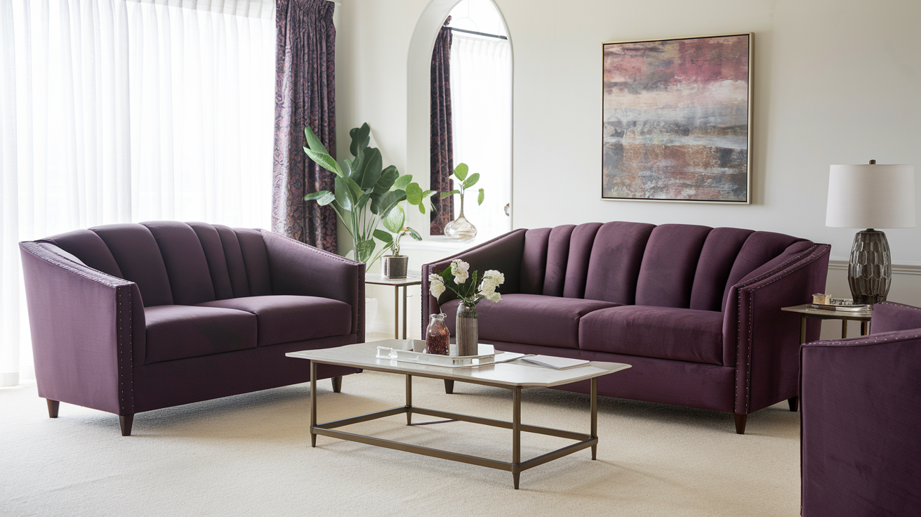 surti purple 2 pc living room set