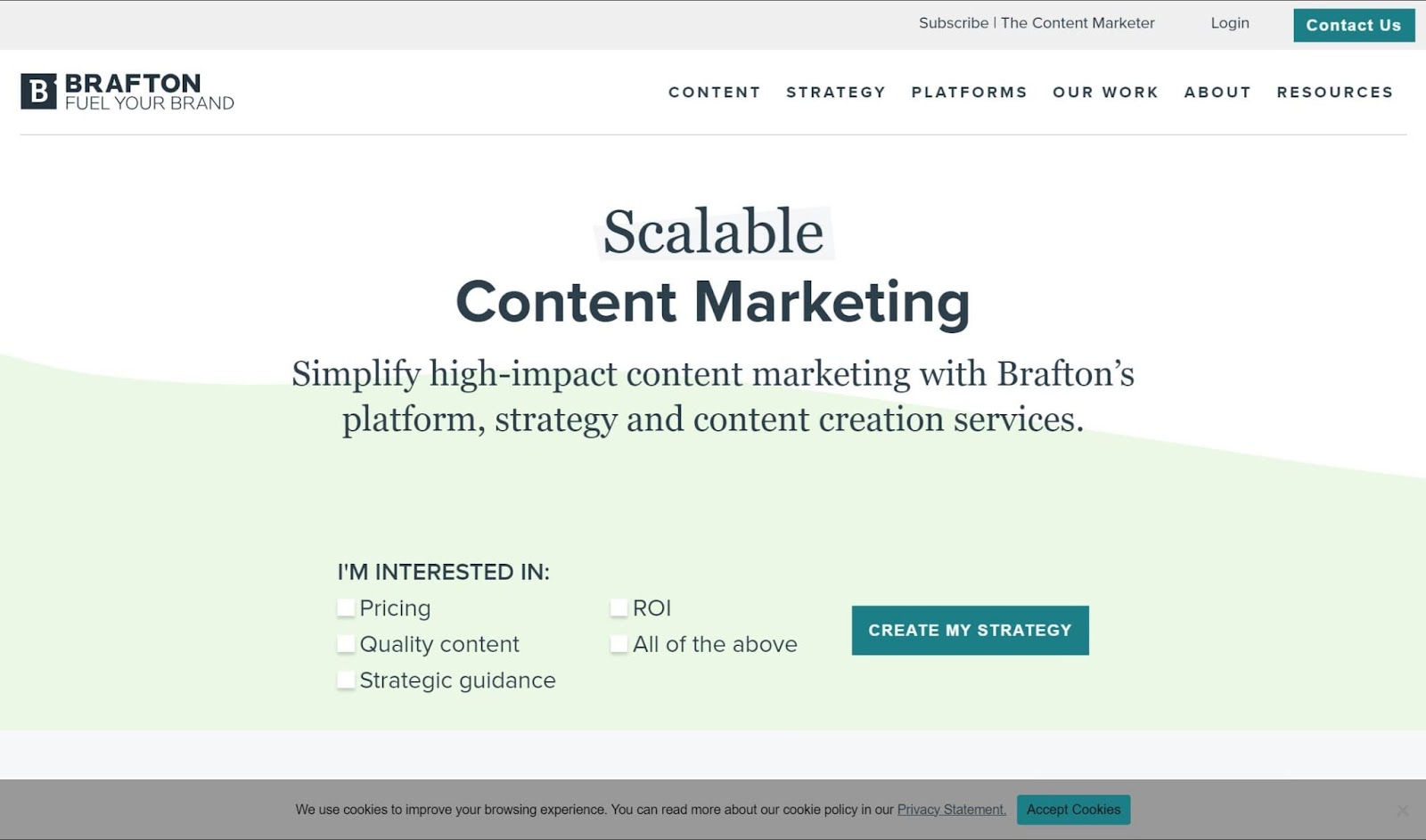 Screenshot of Brafton website