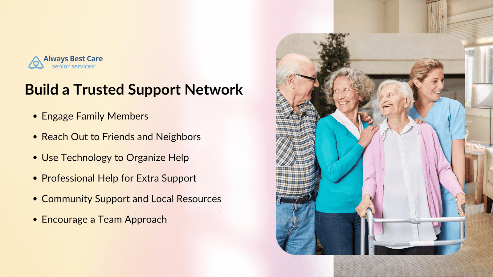 This infographic details how caregivers can build a trusted support network