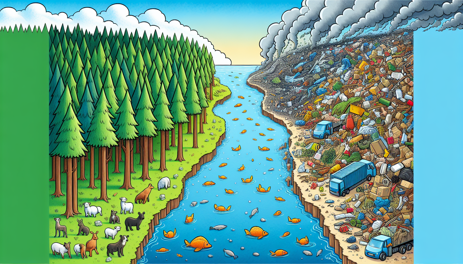 Illustration of environmental impact from refuse