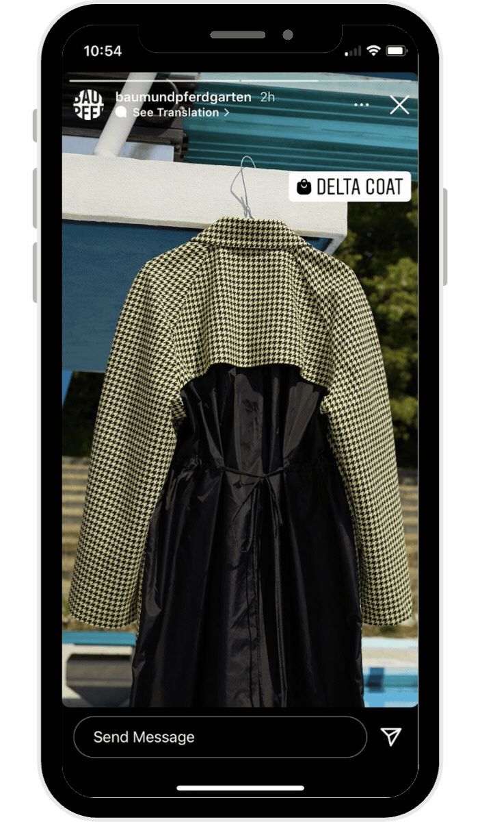 Instagram Story created with the shopping sticker