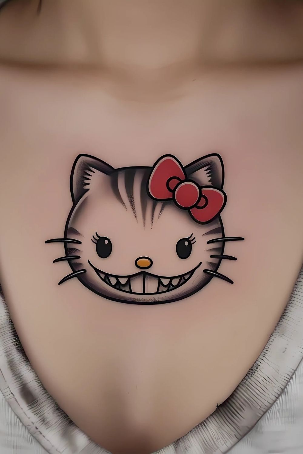  Hello Kitty as a Cheshire Cat Tattoo