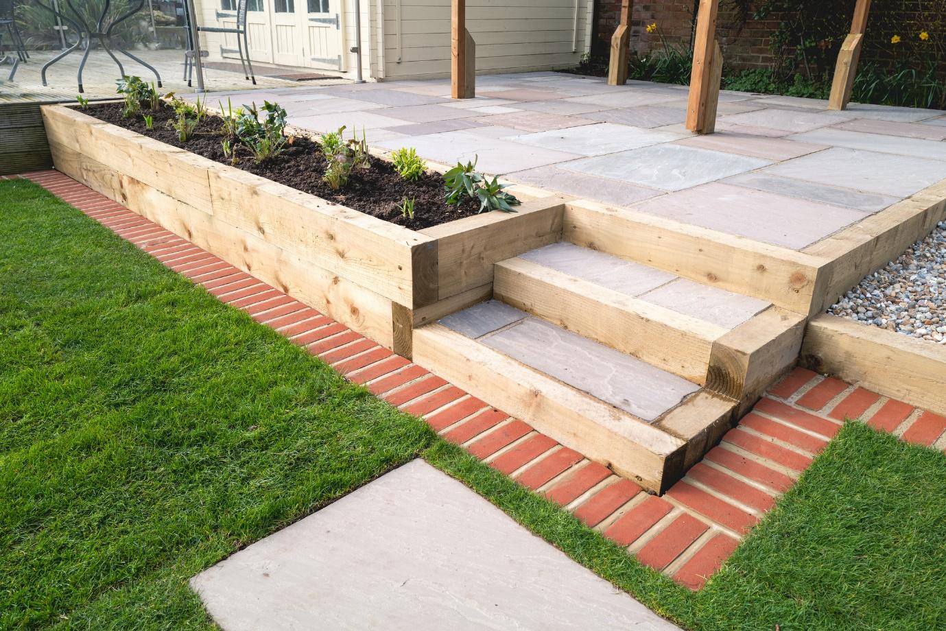 A wooden planter box in a yard

AI-generated content may be incorrect.