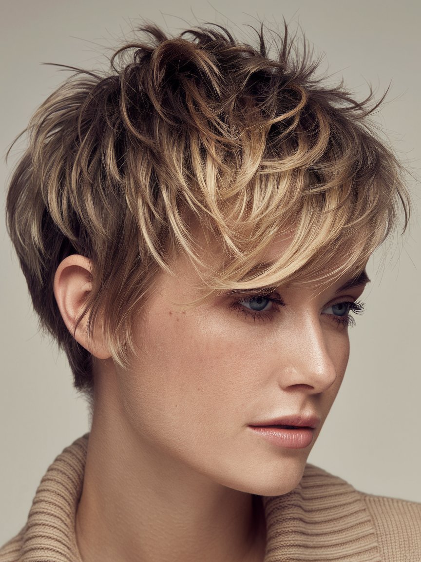 4. Tousled Pixie with Textured Ends