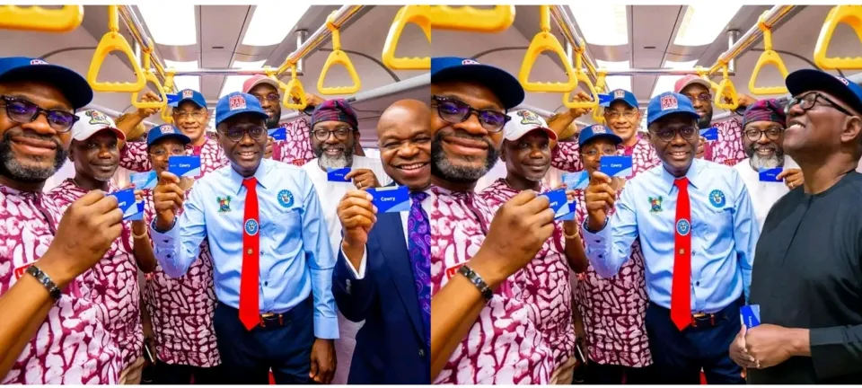 Picture showing Peter Obi at Lagos Red Line opening, digitally altered