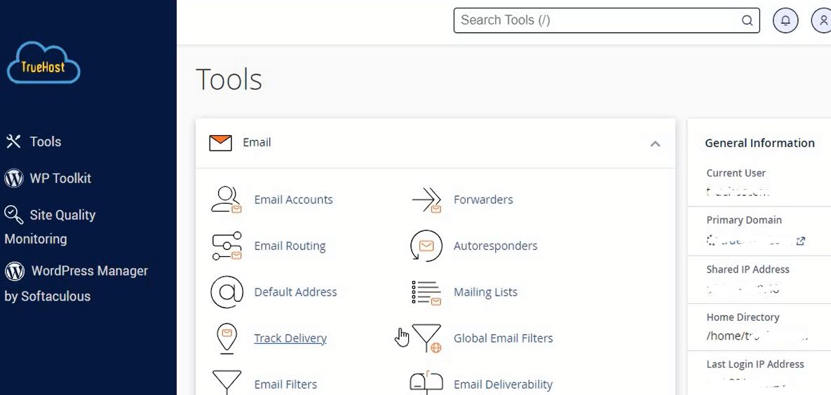 cPanel interface