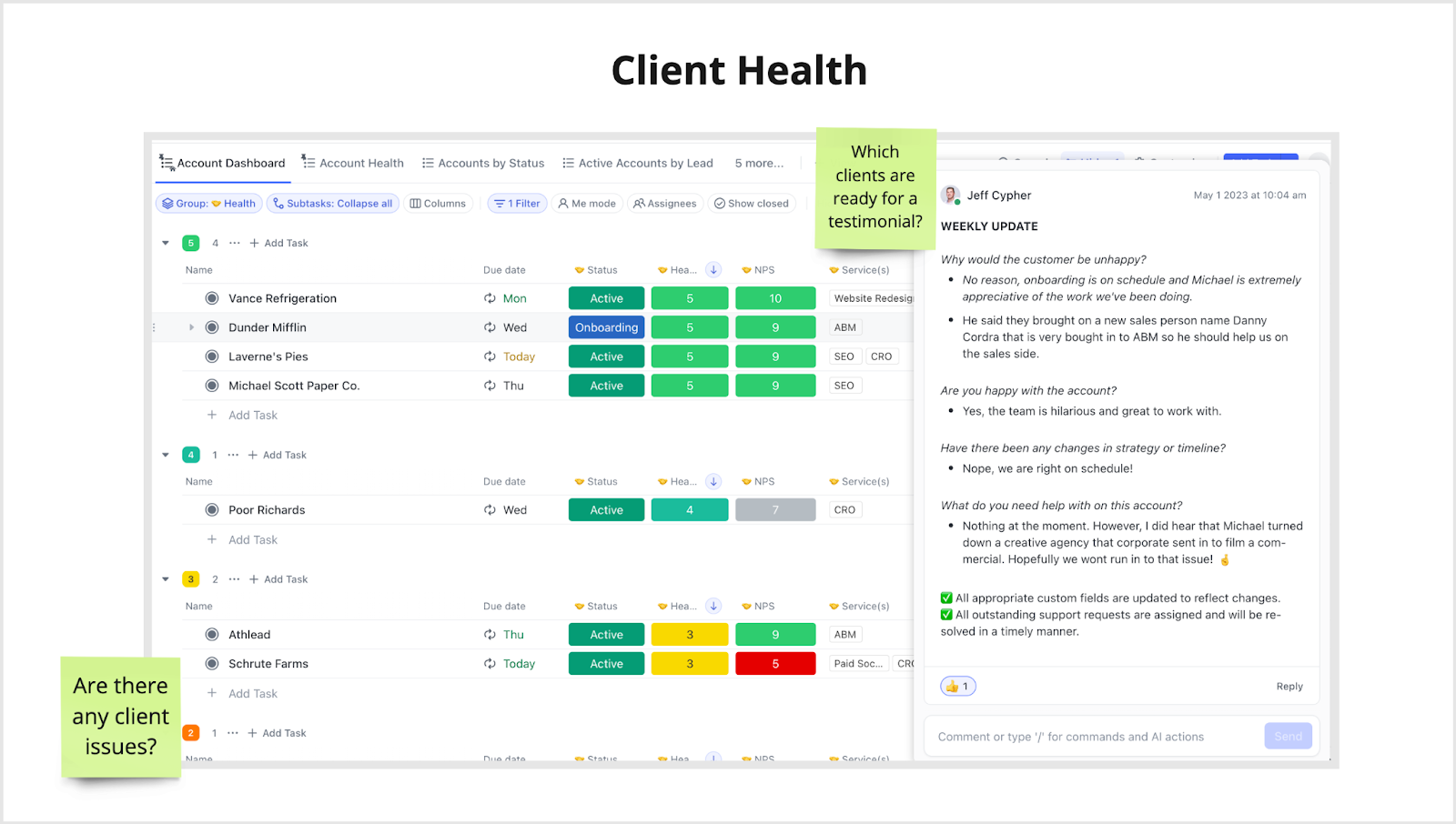 Agency Project Management System: Client Health Dashboard