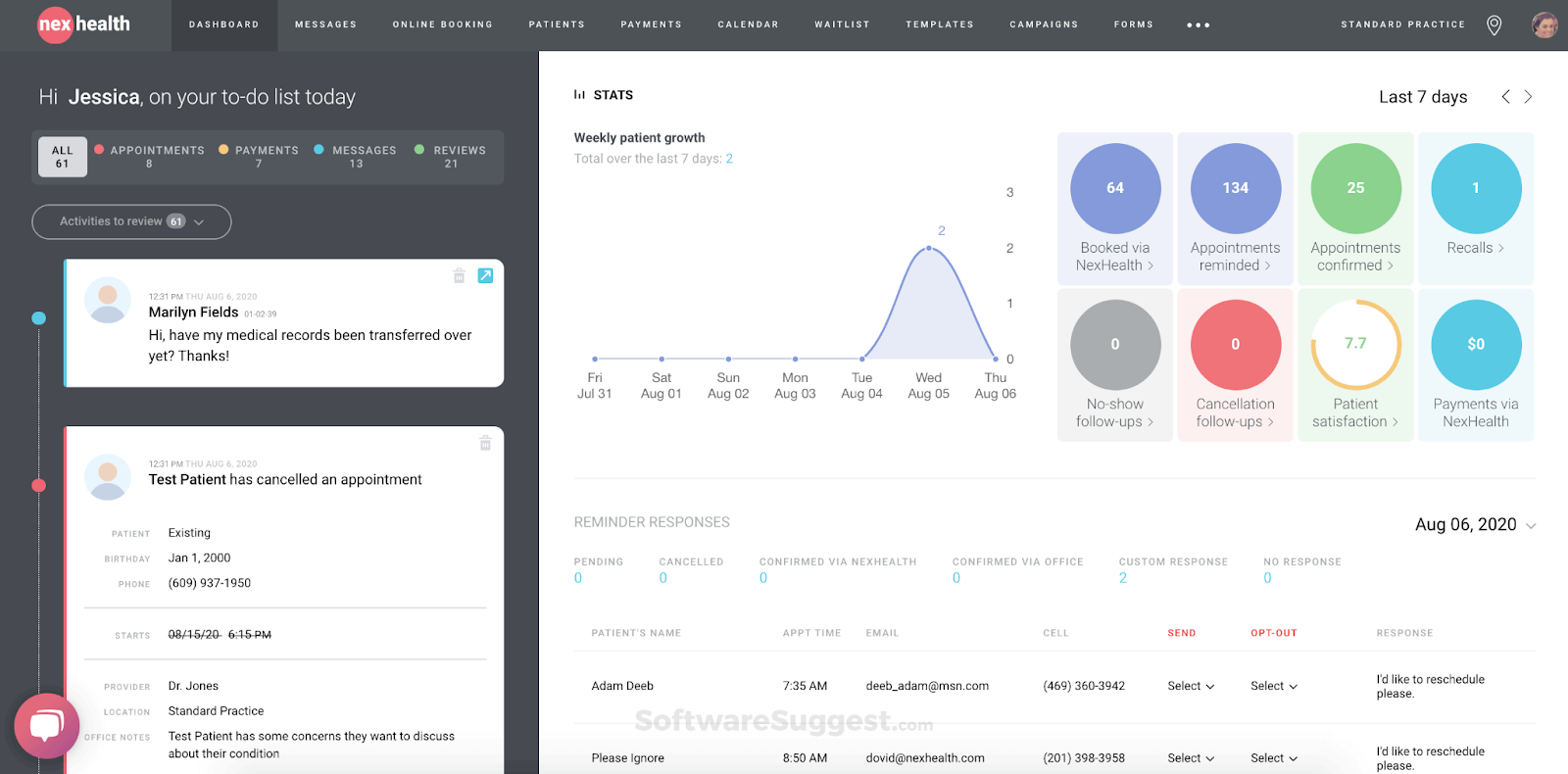 NexHealth dashboard