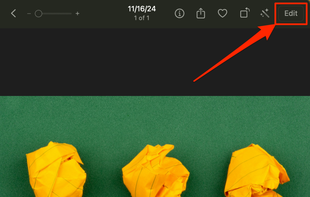 Edit button in the Mac Photos app