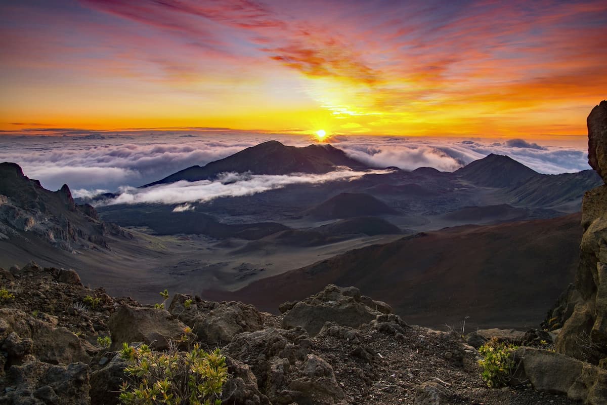 A Haleakala Sunrise Maui in the Haleakala National Park, Hawaii