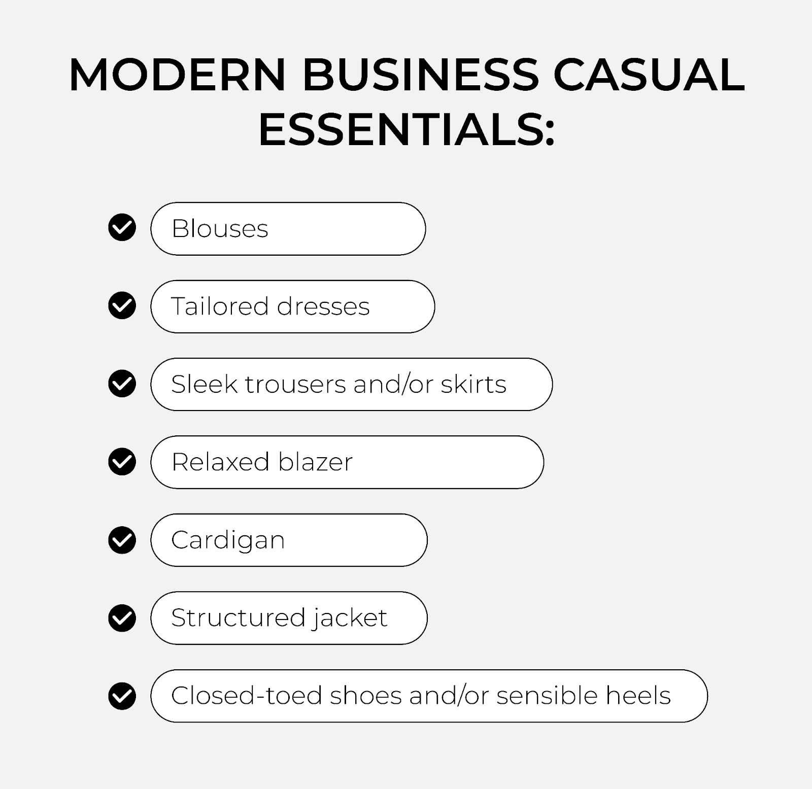 Modern business casual essentials for women