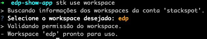 Imagem do conteúdo sobre Plataforma de desenvolvimento, onde há uma tela com o Workspace “edp” selecionado.