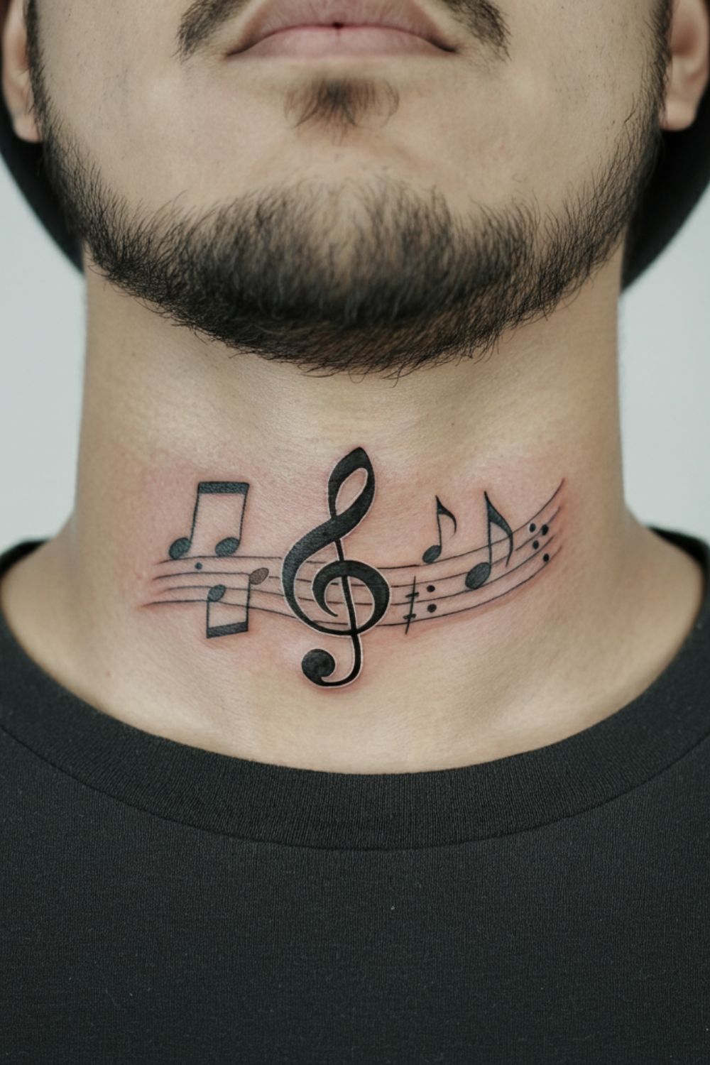 Musical Note Throat Tattoo