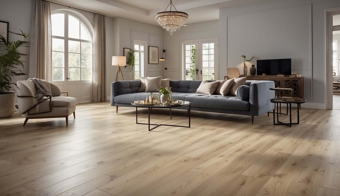A room with a floor being installed with Click LVT from Vinyl Flooring Direct. Show the difference between dryback and click LVT in the installation process