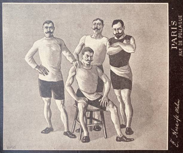 Ilustración de un boxeador y un traje interior antiguos