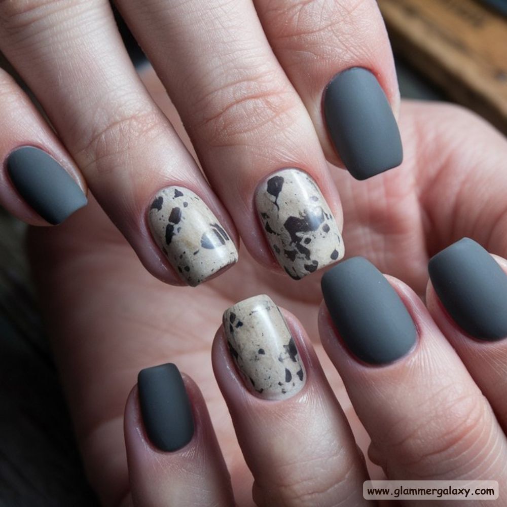 Winter Gray Nails having Natural Stone Gray
