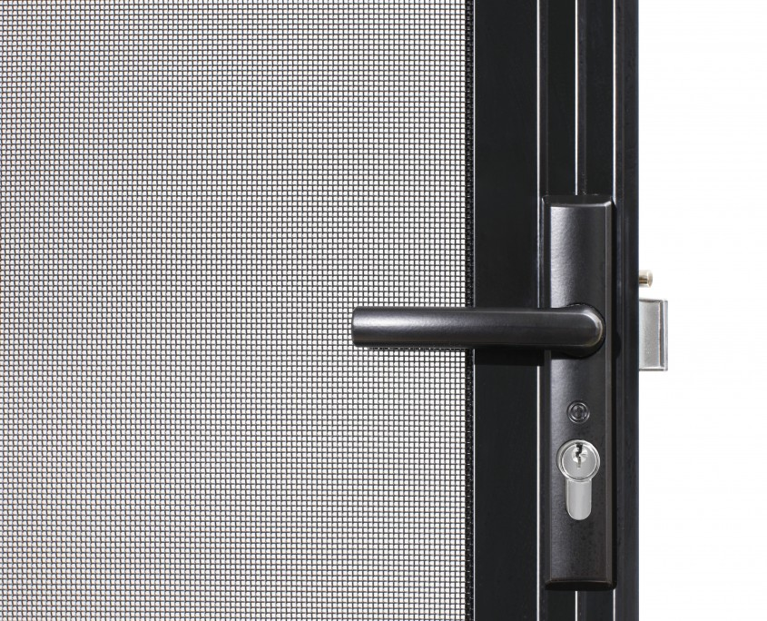 Close-up view of a modern security door featuring reinforced steel construction, designed for optimal safety and style in a Sydney residence