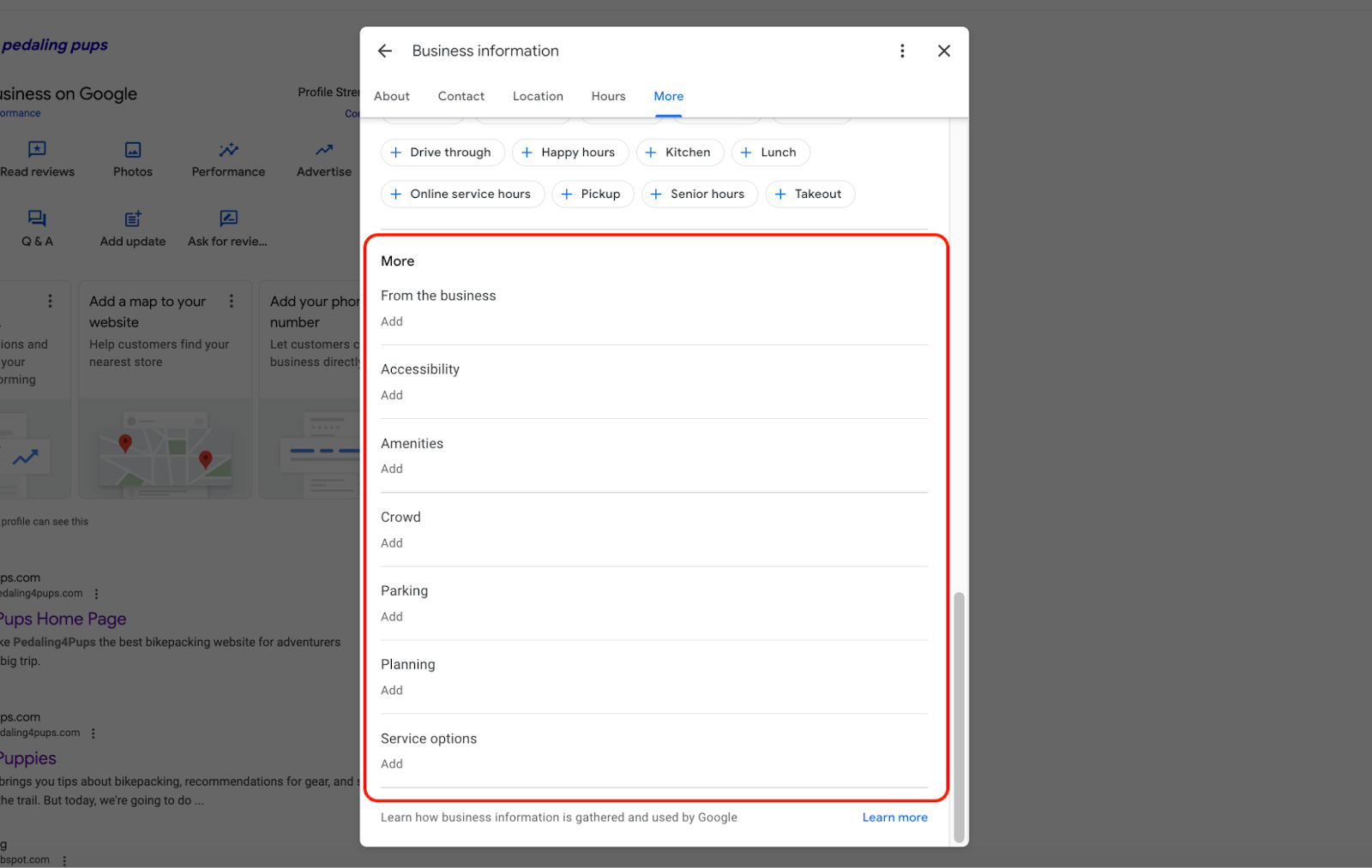 updating your google business profile attributes