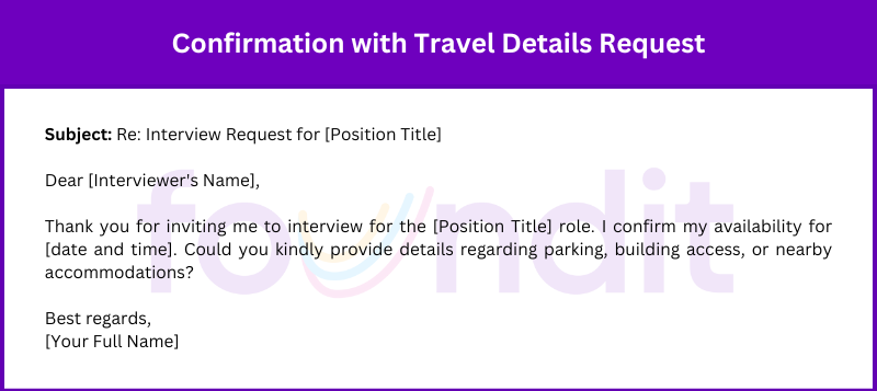 An email with a polite request for information regarding Travel Details