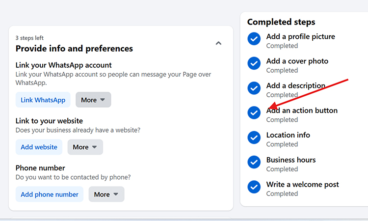 Add an action button- facebook SEO