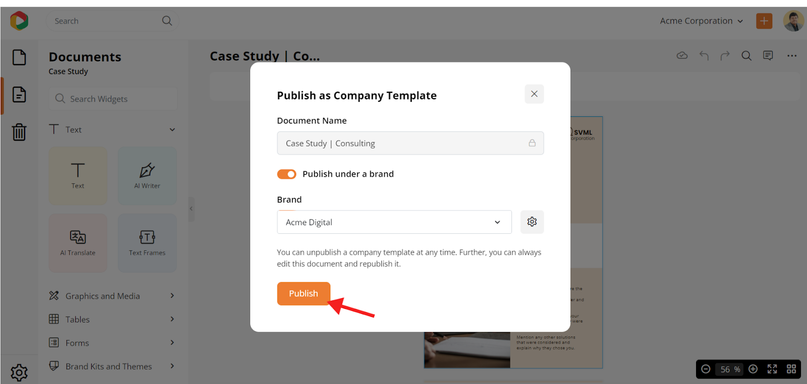 Publish templates in DocHipo