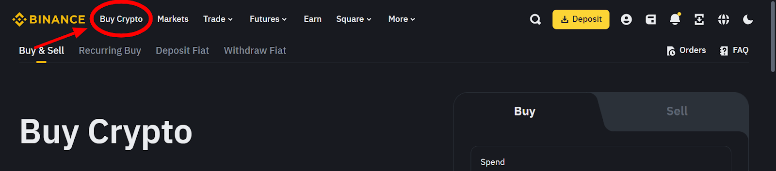 Use the 'Buy Crypto' tab on Binance to deposit funds through bank transfers, selecting your preferred currency and deposit method.