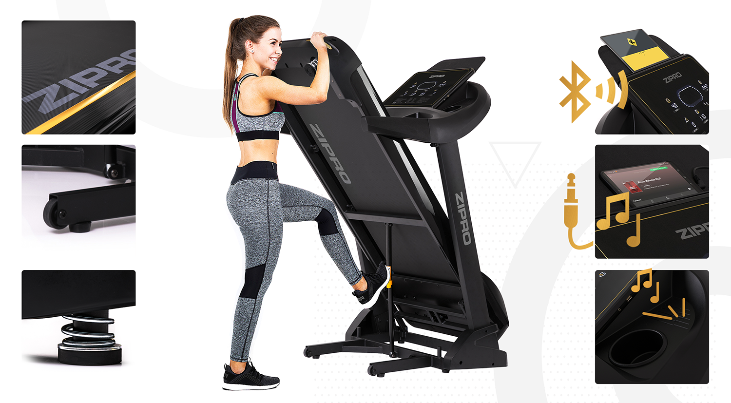 Bieżnia multimedialna Pacemaker black-gold Zipro