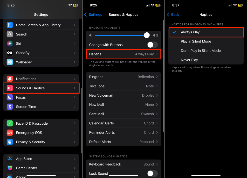 Steps to turn on vibration haptics on iPhone