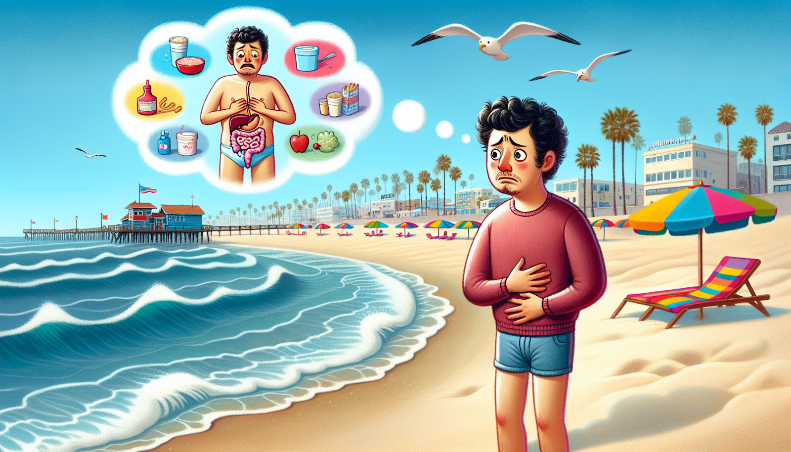 Illustration showing immediate actions to take after suffering internal organ damage in Newport Beach.