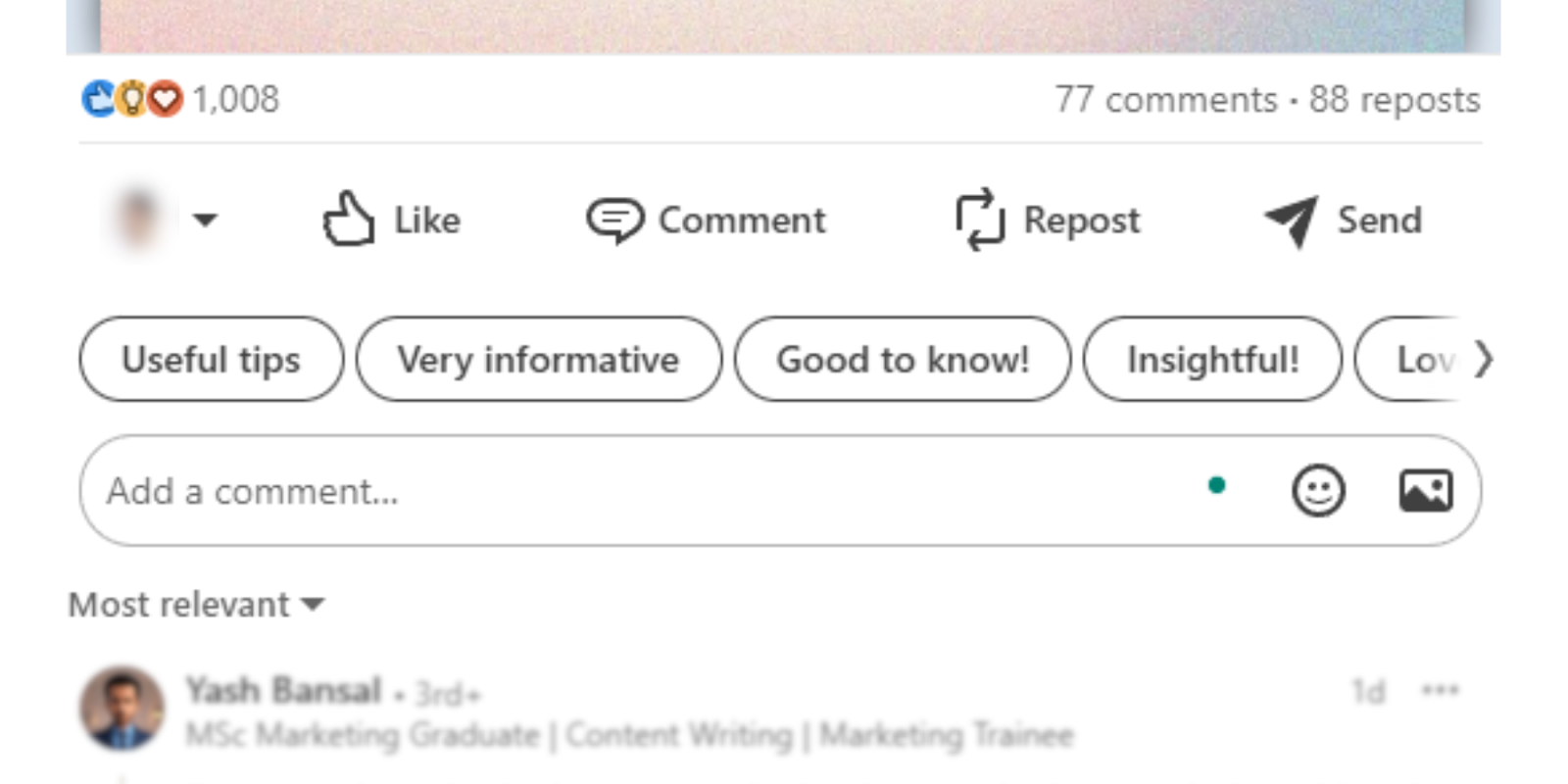 Social media post with high engagement (likes, shares, comments), demonstrating the potential impact of social signals on off-page SEO.