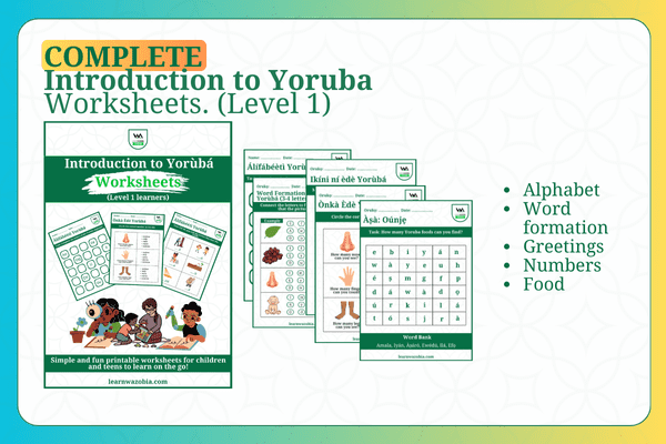 LearnWazobia yoruba worksheet