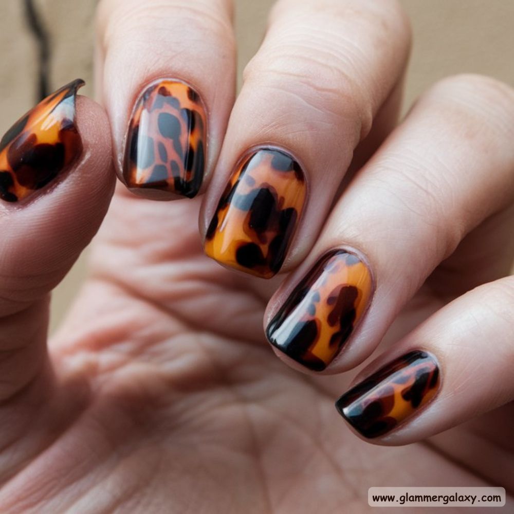 Dark Fall Nails having Tortoise Shell
